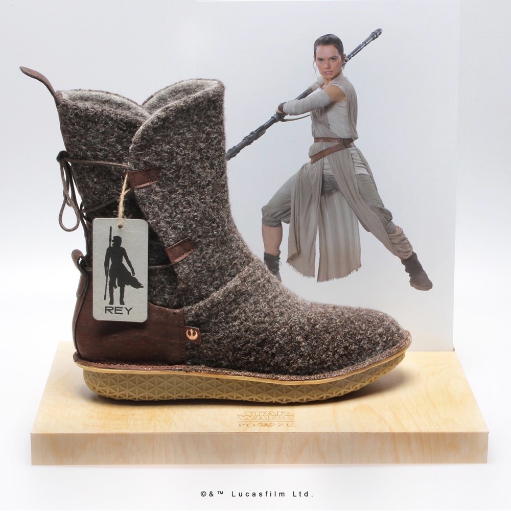 PO-ZU STAR WARS LUCASFILM DISNEY REY BOOTS NEW IN BOX BROWN LINEN SIZE 9